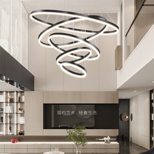 楼客厅大吊灯现代简约轻奢别墅楼梯灯具创意个性艺术led灯饰