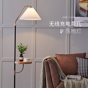 简约北欧轻奢沙发立式带置物架网红卧室落地台灯