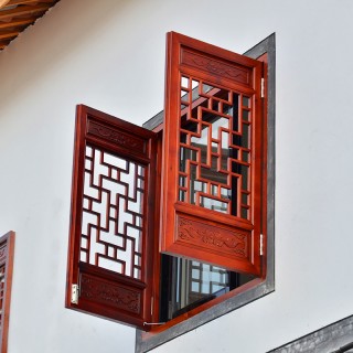东阳木雕仿古门窗实木花格寺院古建园林工程中式门窗镂空花格木门